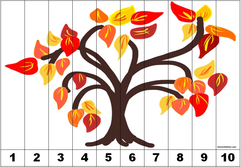 Fall Tree Counting and Skip Counting Puzzles- This puzzle is one of four in the set. It focuses counting from 1-10.
