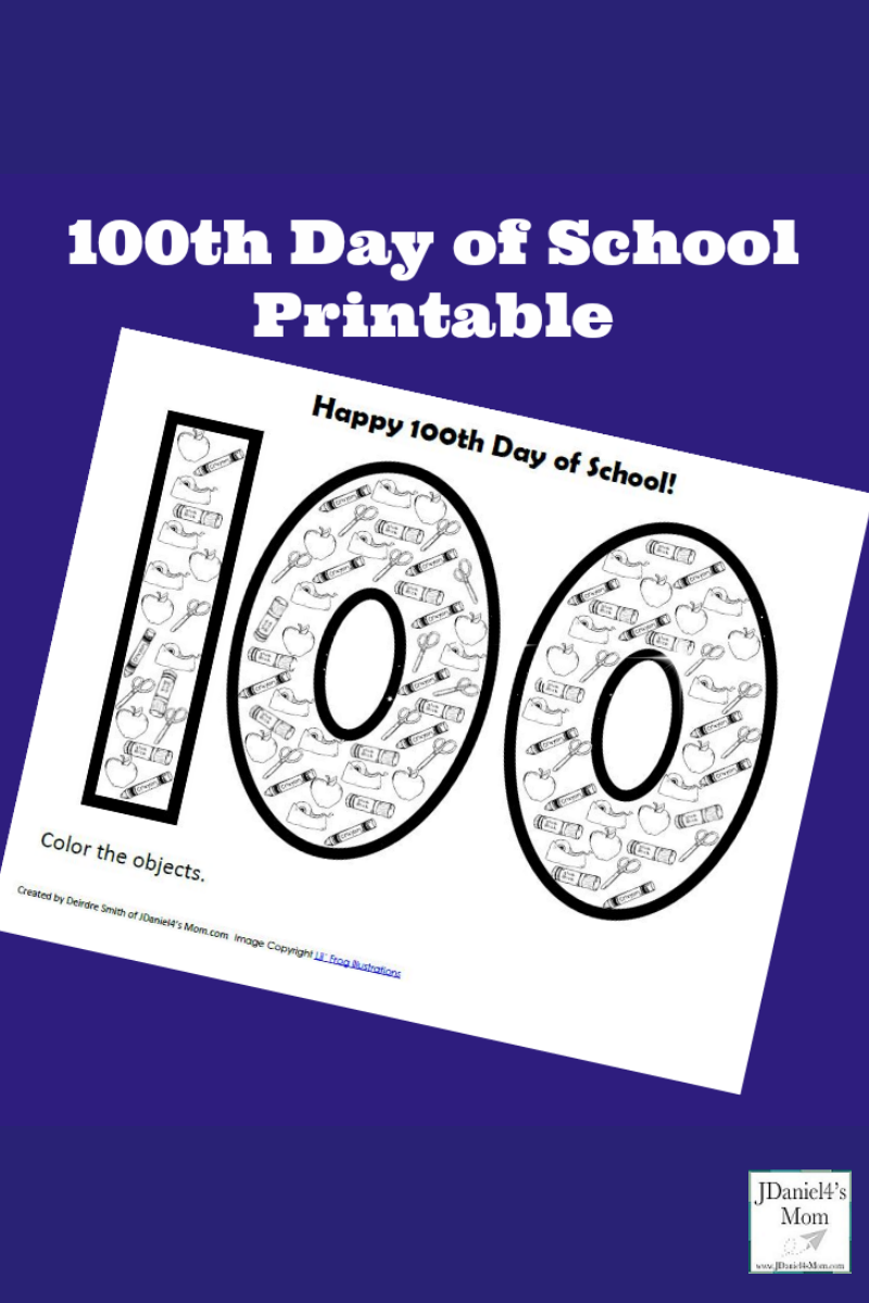 100th Day of School Printable for Kids to Count and Color Objects