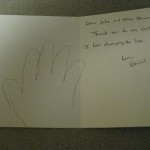 Kids can use a hand print instead of signing their name on their thank you notes.