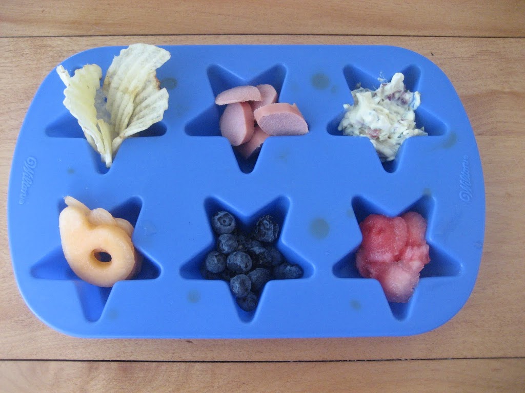 Red, White and Blue Lunch in a Muffin Tin