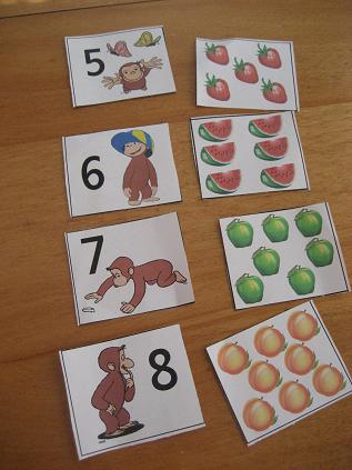 Curious George Math Activity- Matching Numbers and Pictures