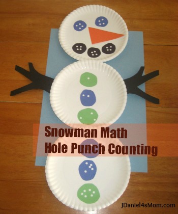 Preschool Math- Snowman Hole Punch Counting