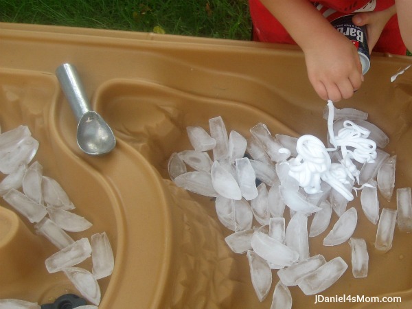 Preschool Play- Ice Cream Game With Shaving Cream and Ice