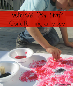 Veterans Day Craft- Cork Painted Poppy