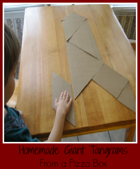 Homemade Giant Tangrams from a Pizza Box