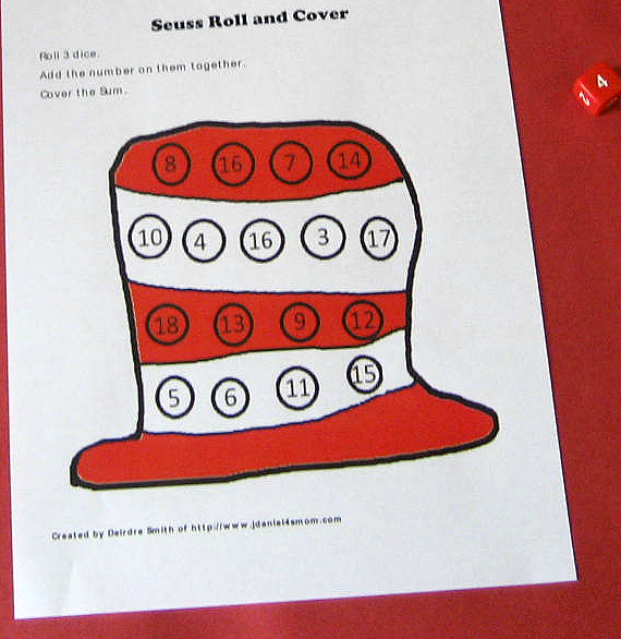 Cat in the Hat Math Activity Mats