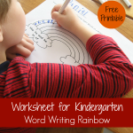 Worksheet for Kindergarten - Writing on a Rainbow