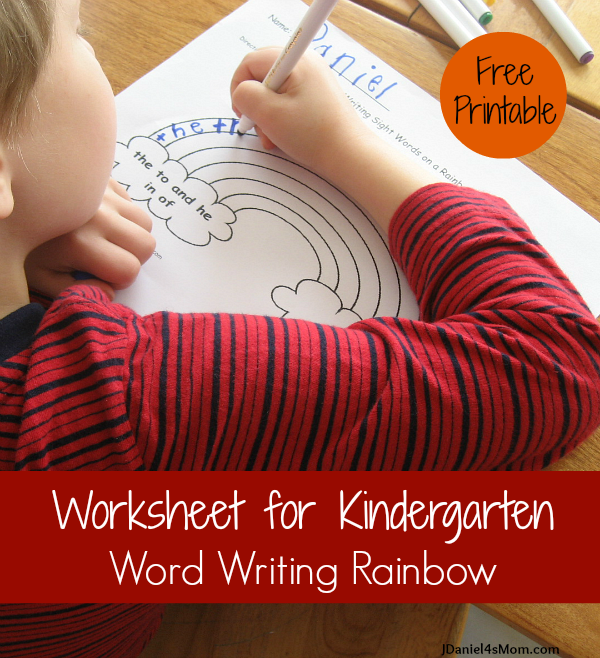 Worksheet for Kindergarten - Writing on a Rainbow