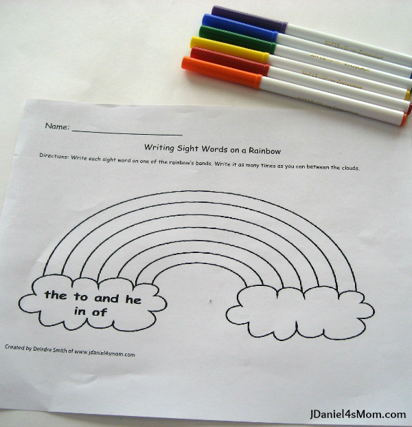 Worksheet for Kindergarten - Writing on a Rainbow