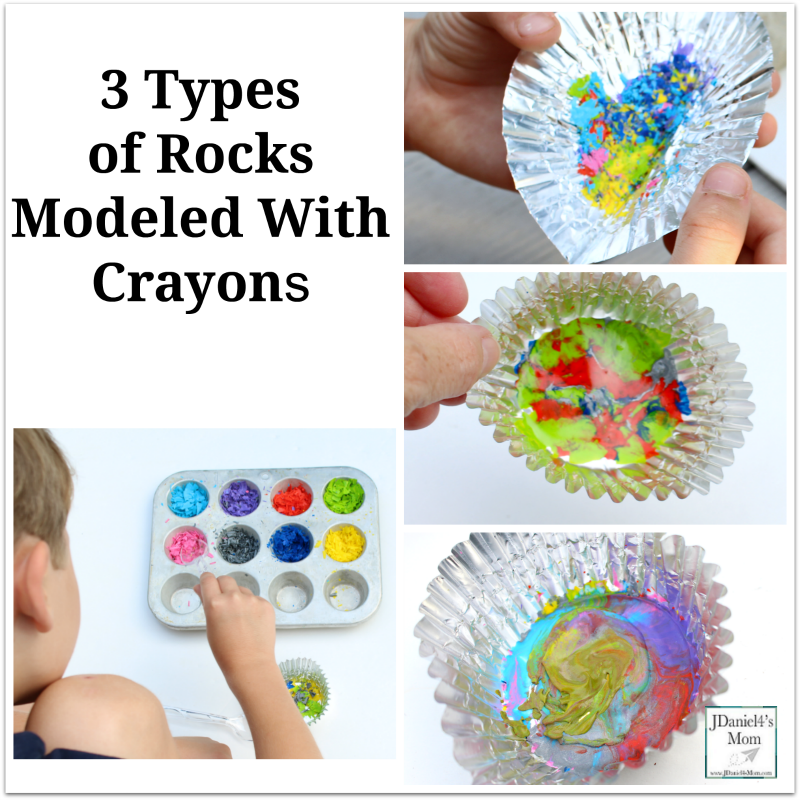 3 Types of Rocks Modeled With Crayons 