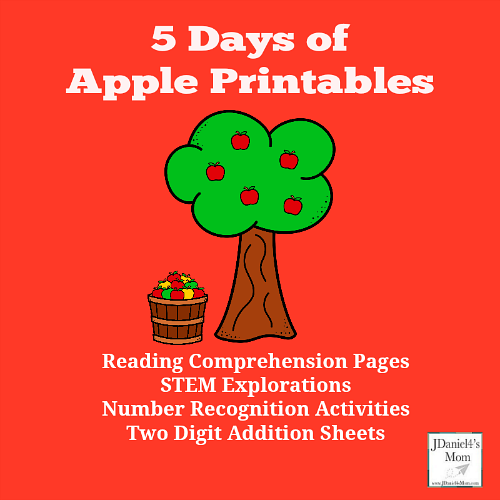 5 Days of Apple Printables for Preschool and Grade School Children