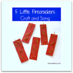 Five Little Firecrackers Craft and Song - This fine motor activity would be great to do for any patriotic holiday like the 4th of July. Kids can weave their own designs on the cardboard fire cracker they paint. Then they can use the to retell this fun rhyme. Kids will love having a prop to retell the rhyme. It would be fun to make for New Year's Eve too.
