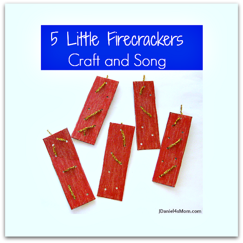 Five Little Firecrackers Craft and Song - This fine motor activity would be great to do for any patriotic holiday like the 4th of July. Kids can weave their own designs on the cardboard fire cracker they paint.