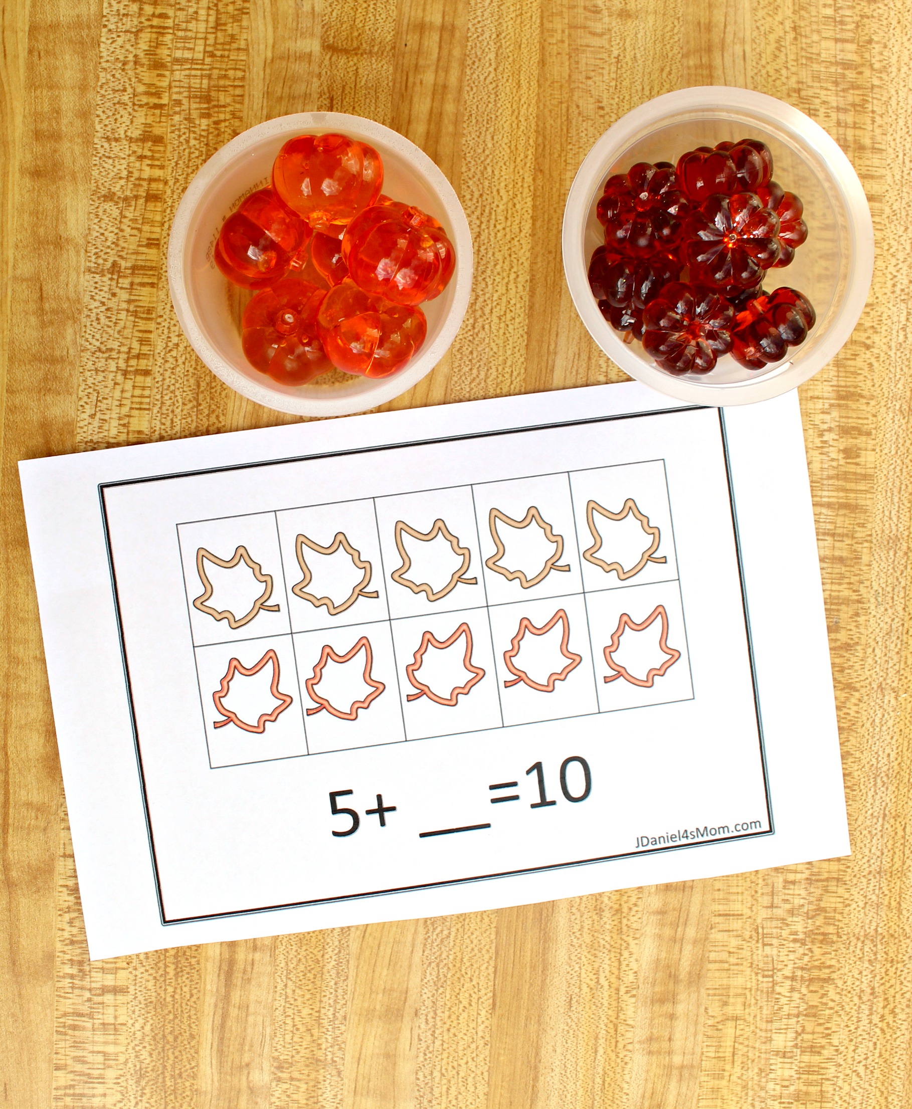 Fall-Themed Free Ten Frame Addition Worksheets - The Activity Supplies