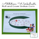 Addition Worksheets- Roll and Cover Indian Corn : This is a fun way to review number facts.