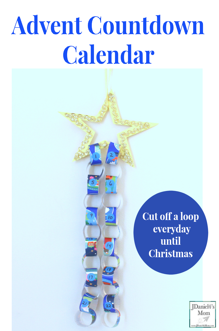 Advent Countdown Calendar Craft and Activity - This is a fun way to countdown to Christmas and explore number recognition. A free printable set includes a star template and printable loop strips.