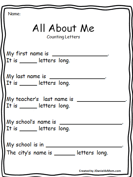 All About Me - Counting Letters