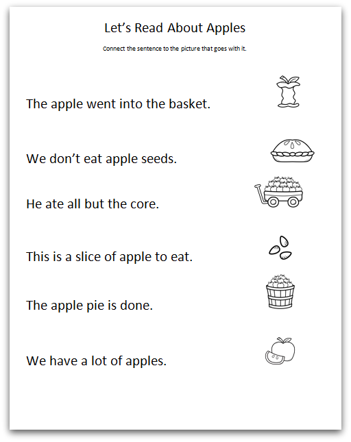 Apple Themed Reading Prehension Worksheets