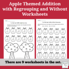 Apple Themed Addition with and Without Worksheets