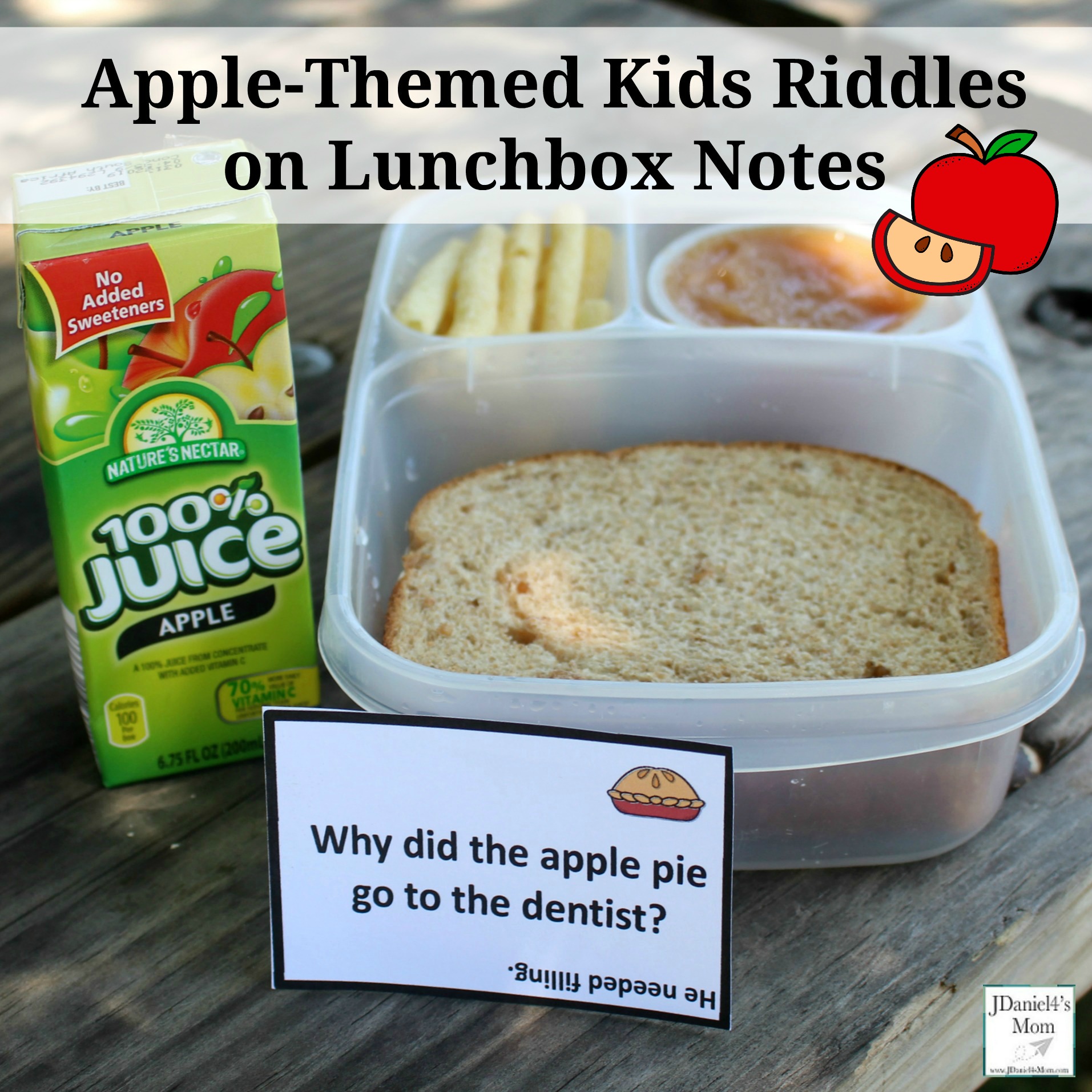 Free Printable Set of Apple-Themed Kid Riddles on Lunchbox Notes