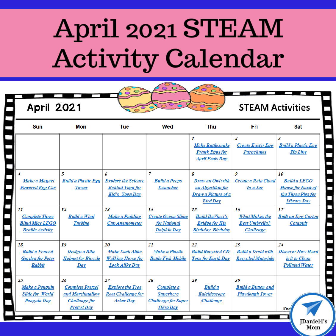 activity calendar december 2021