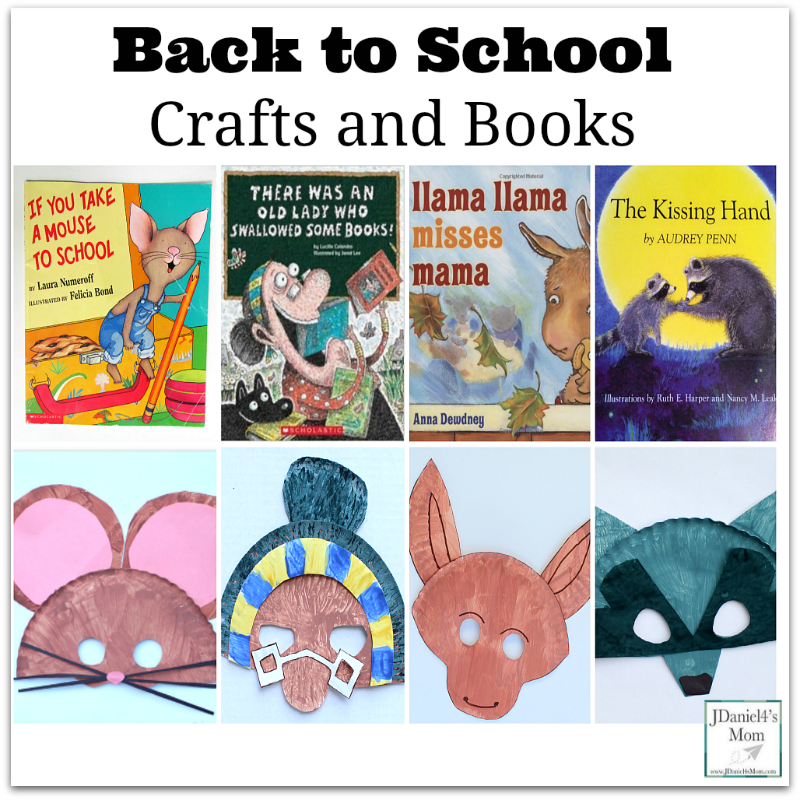 Back to School Crafts and Books - This is a collection of paper plate mask crafts based on Back to School themed books.