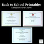 Back to School Printables - Editable Chore Charts