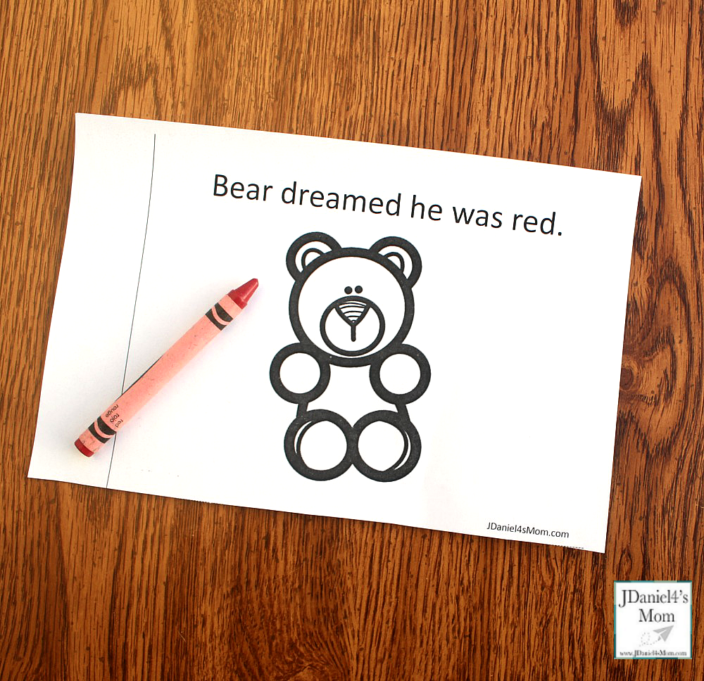 Bear Dream About Colors Printable Book - This printable was created to explore after reading the book Bear Snores On. Children at school or students at school will enjoy this book to color. There is a you color version and a bear is already colored version.