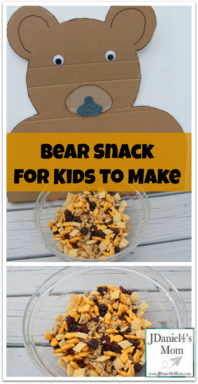 Bear Snack for Kids to Make- The ingredients for this fun snack are based on items from favorite bear books.