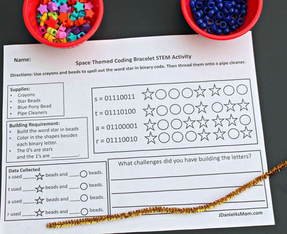 Binary Code Bracelet That is Out of This World STEM Activity -Supplies