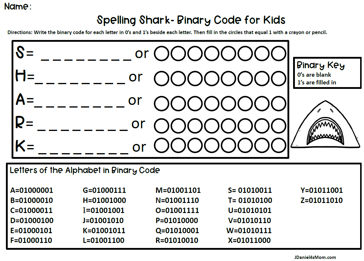 Binary Code for Kids -Spelling Shark