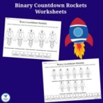 Binary Number Countdown Rockets Worksheet Set