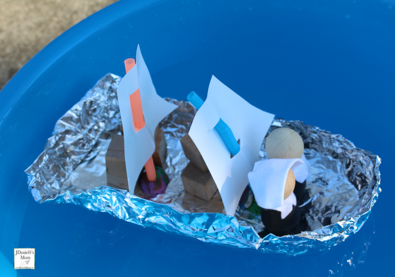 Build the Pilgrims a Tin Foil Boat STEM Challenge - Pilgrims in the Boat with Supplies