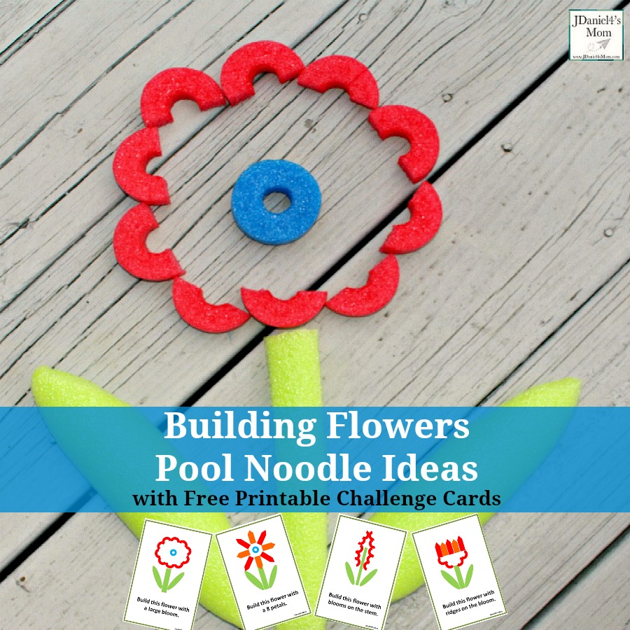 Building Flowers Pool Noodle Ideas with Free Printable Challenge Cards F