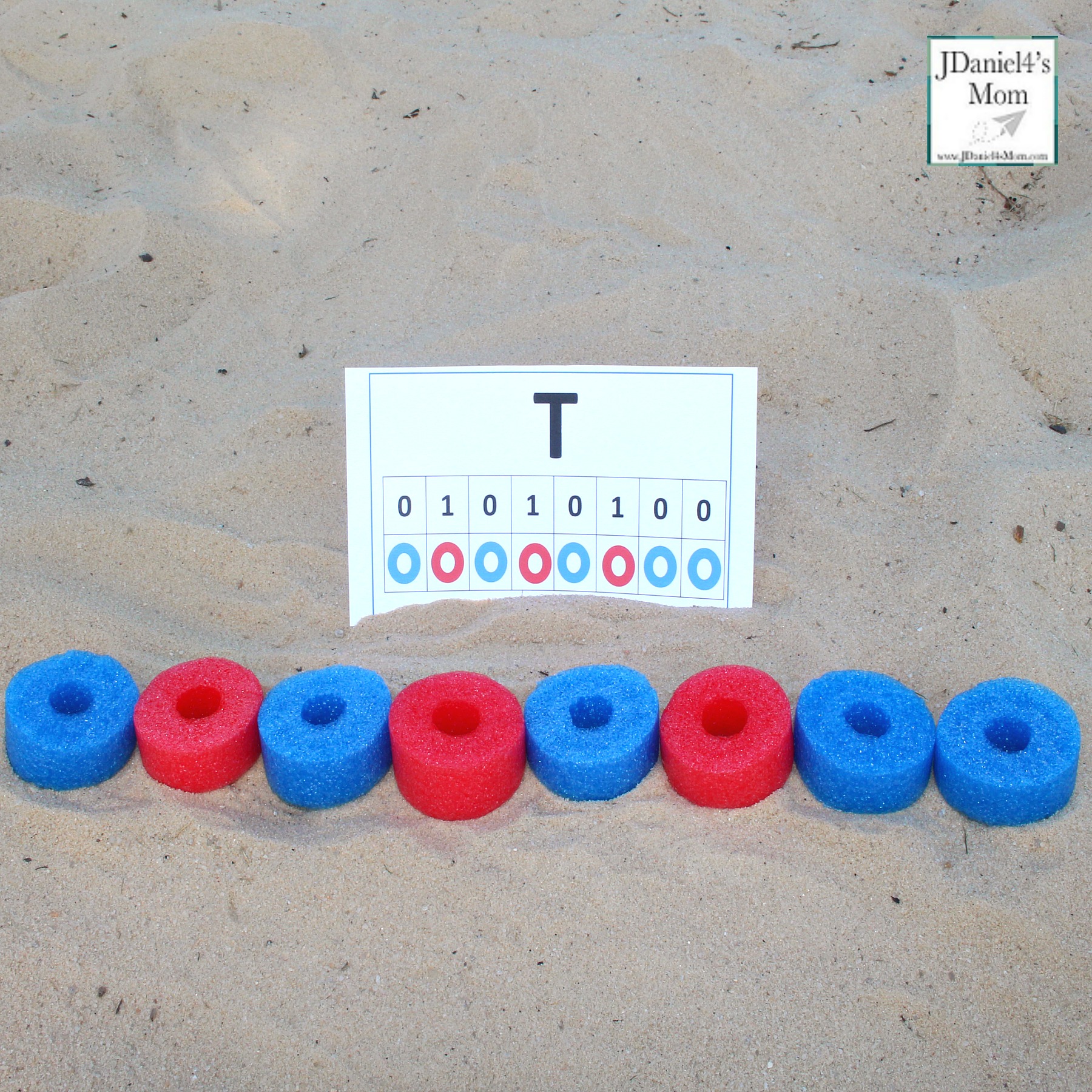 Building Letters in Binary Code Pool Noodle Ideas - Building the Letter T in Binary Code