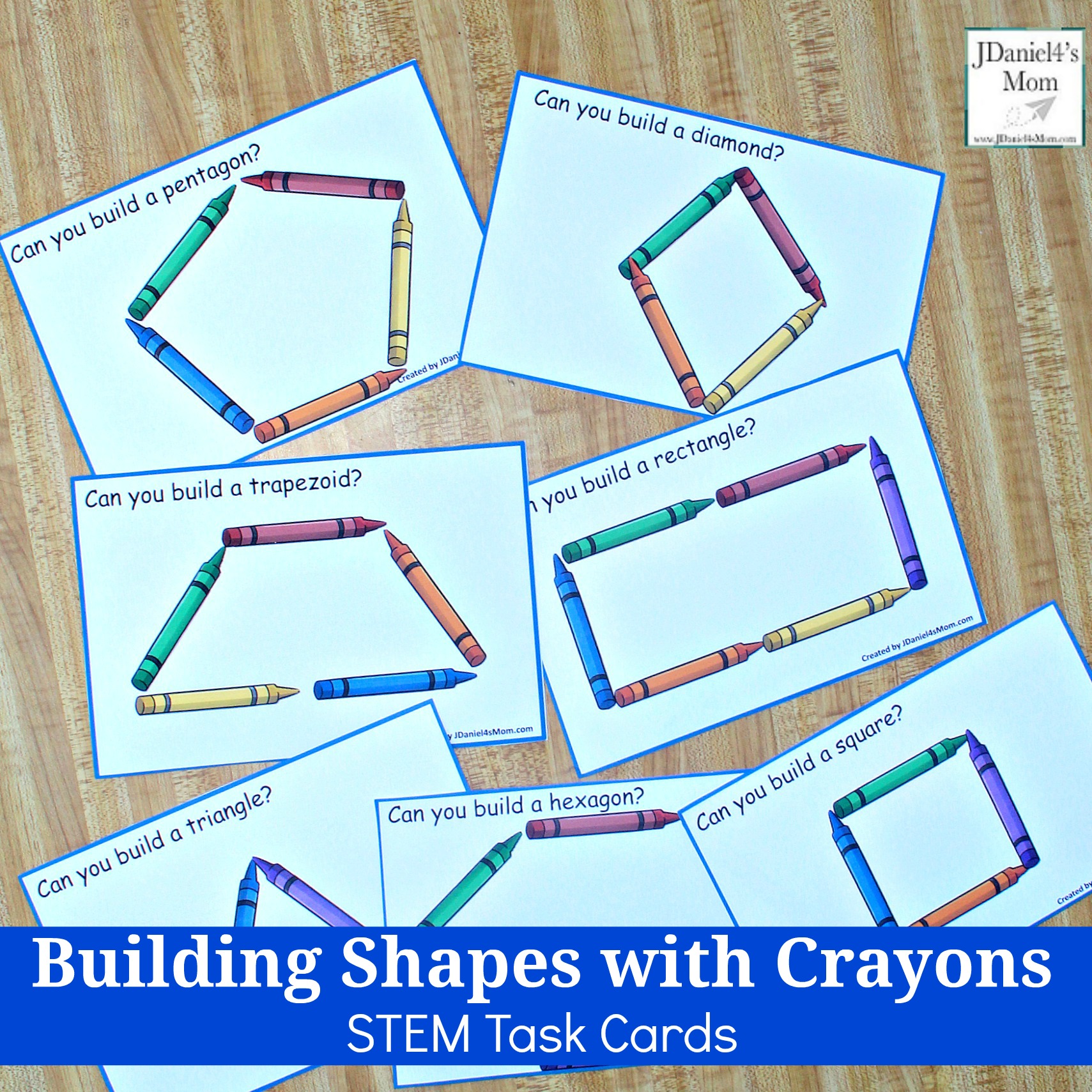 Building Shapes with Crayons STEM Task Cards