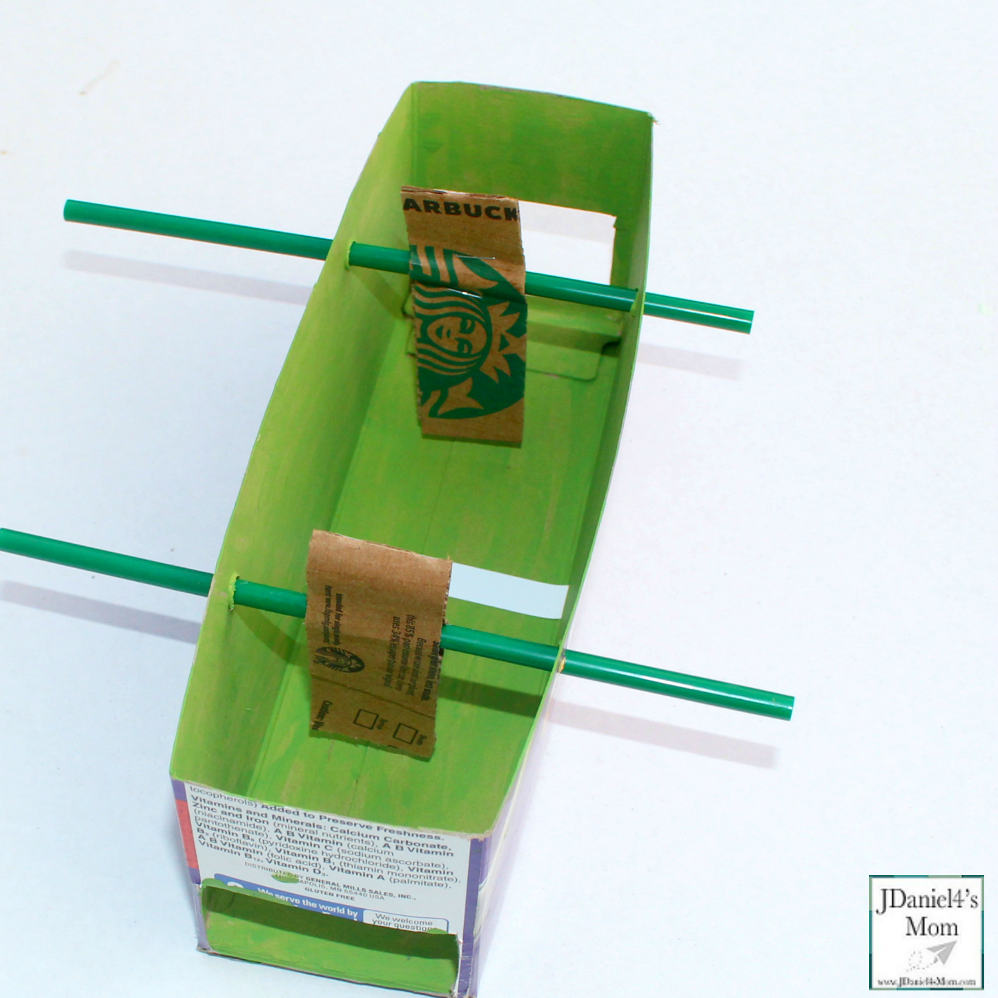 Cardboard Box Football or Soccer Themed Foosball Table - Adding the Straw and Cardboard