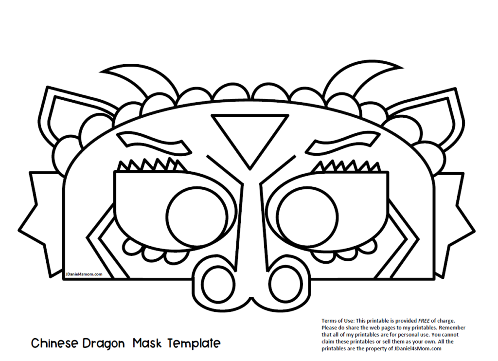 Chinese Dragon Mask Coloring Page Coloring Pages