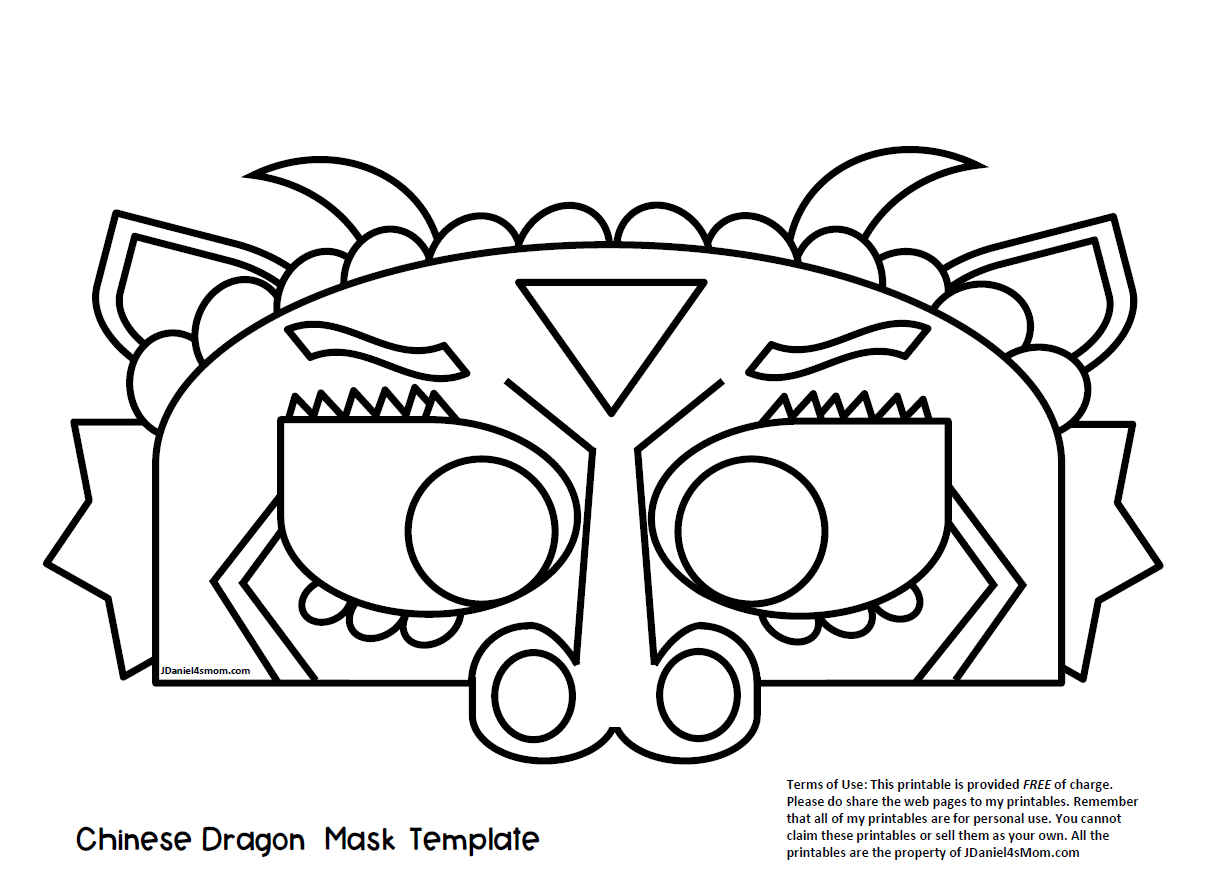 Chinese Dragon Mask Coloring Page