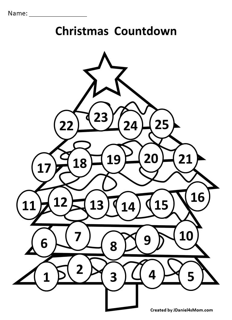 Printable Christmas Countdown Coloring Pages