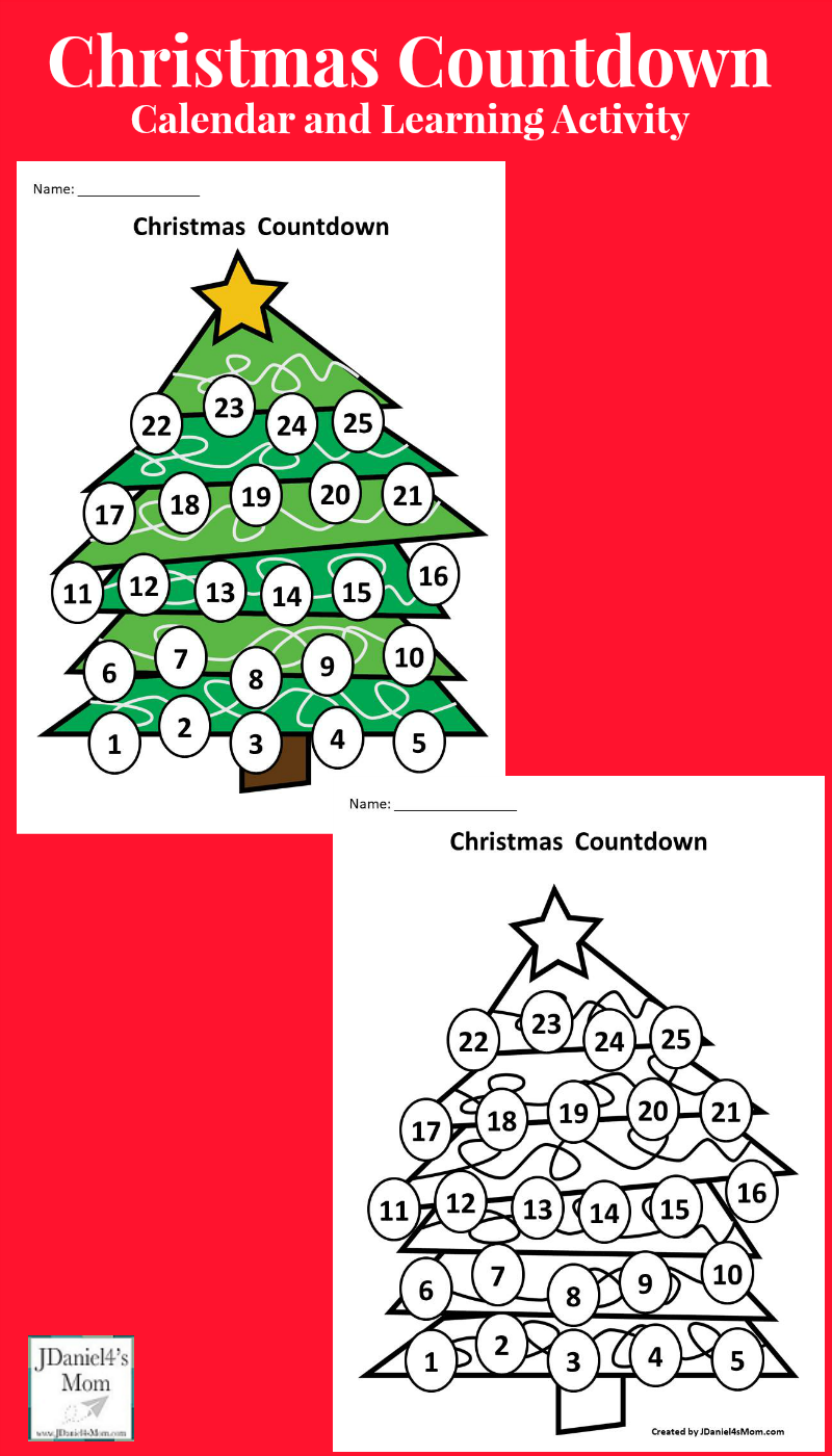 Christmas Countdown Calendar And Learning Activity