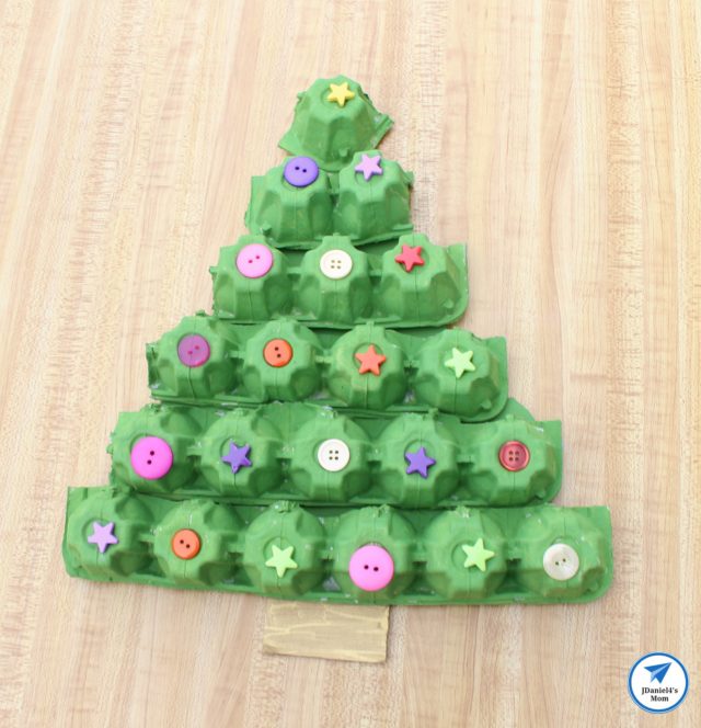 Christmas Crafts for Kids - Egg Carton Christmas Tree Completed