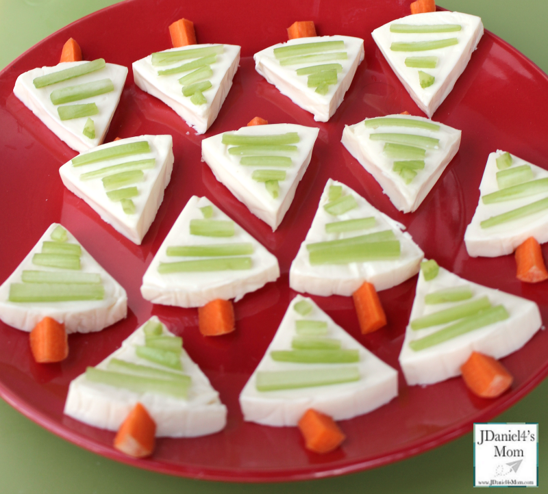 Christmas Snacks- Decorated Cheese Trees : This snack is fun to make with kids. This healthy snack is fun to serve at holiday parties/