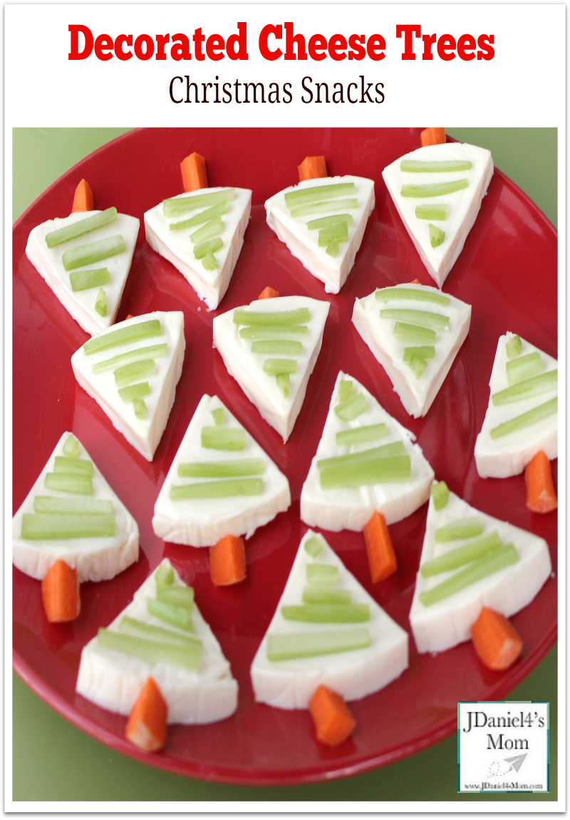 Christmas Snacks- Decorated Cheese Trees : This snack is fun to make with kids. This healthy snack is fun to serve at holiday parties or as an afternoon snack.