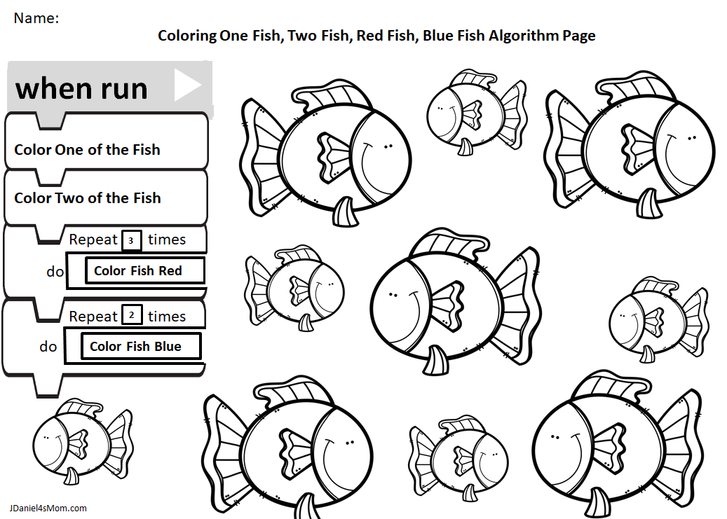 Offline Coding Academy - Coding One Fish, Two Fish, Red Fish, Blue Fish Algorithm Page