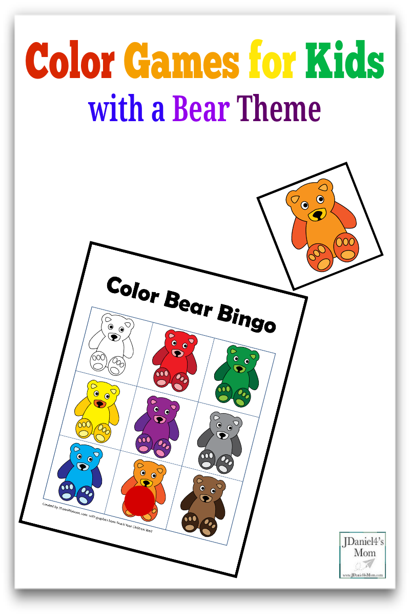 Color Games for Kids with a Bear Theme - Pinterest Picture