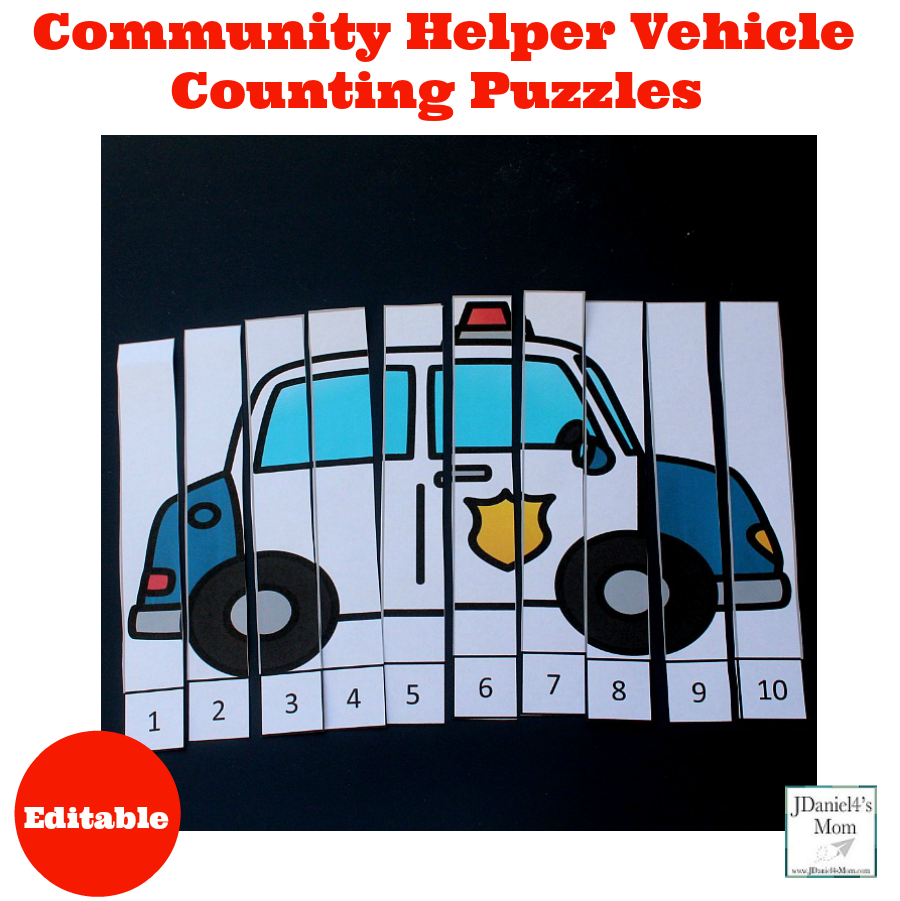 Editable Community Helper Vehicle Counting Puzzles