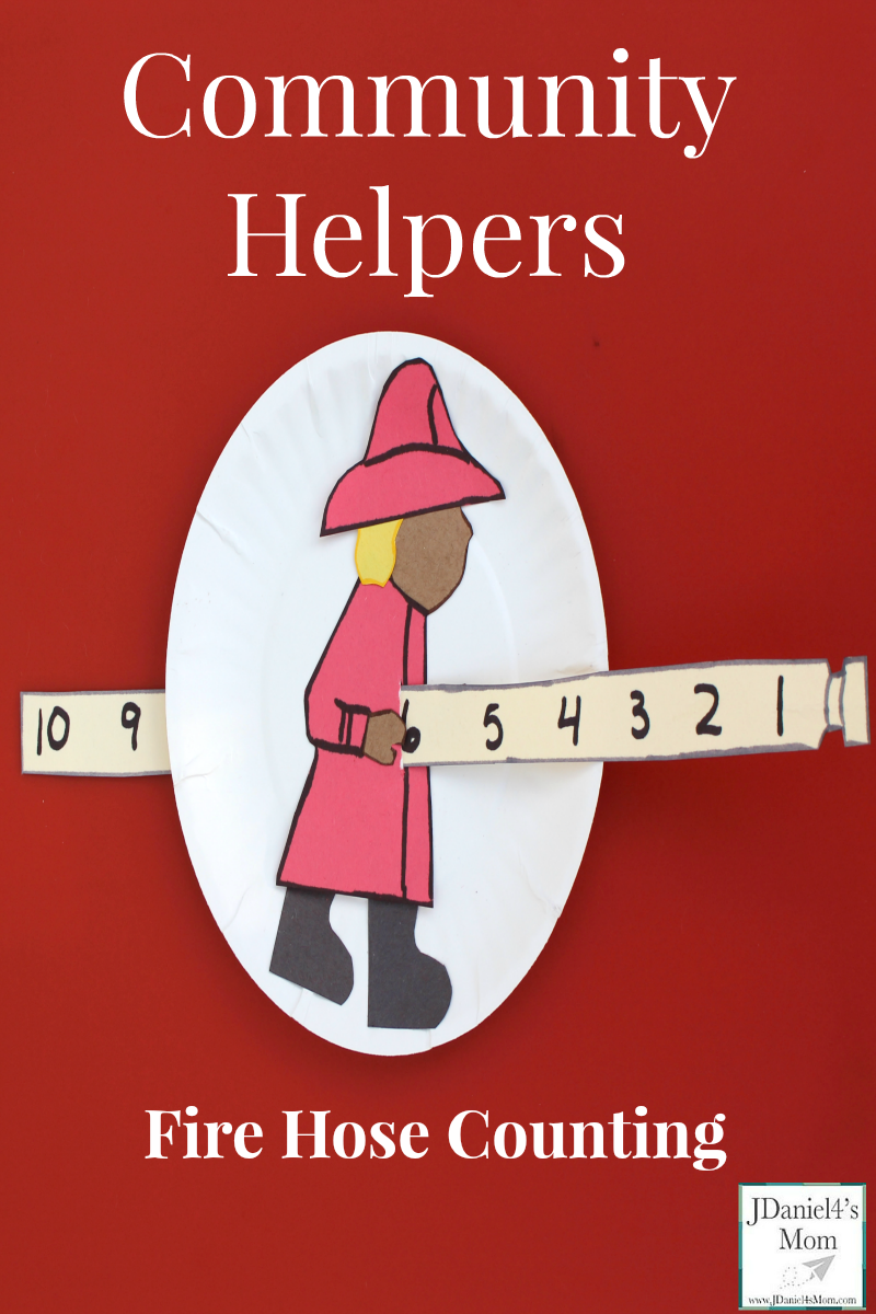 Community Helpers Fire Hose- This is a great way to work on counting on. Children can see the numbers coming before and after the number they are pulling through.