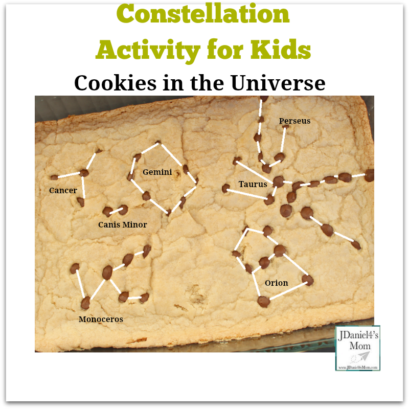 -Constellation Activity for Kids Cookies in the Universe : You can recreate constellation with chips on cookie.