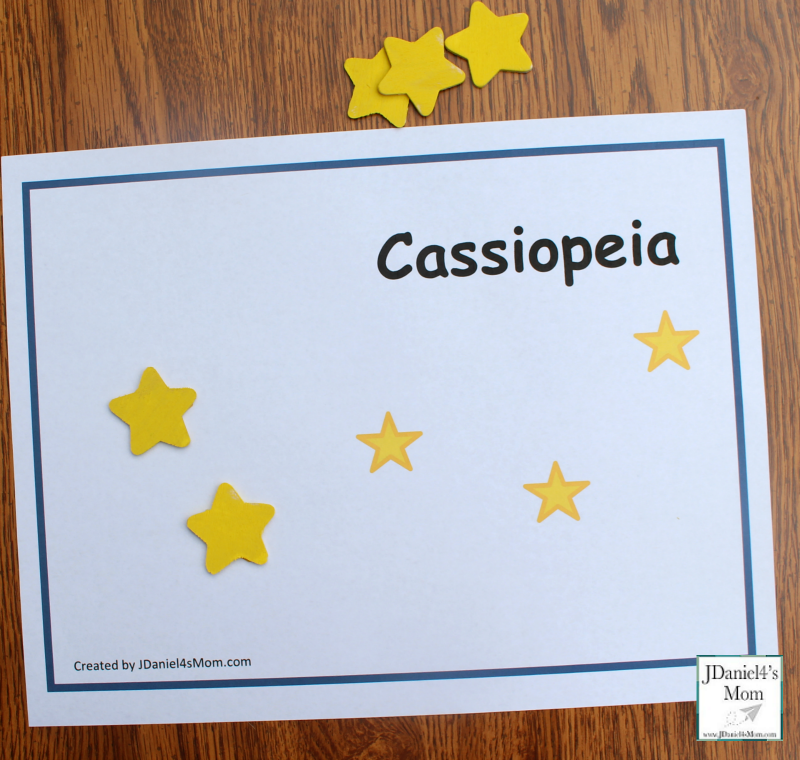 Constellations for Kids - Printable Constellation Mats- cassiopeia